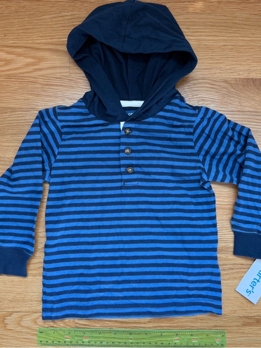 Carters Striped Blue Hooded Long-Sleeve Shirt (2T) new w tags